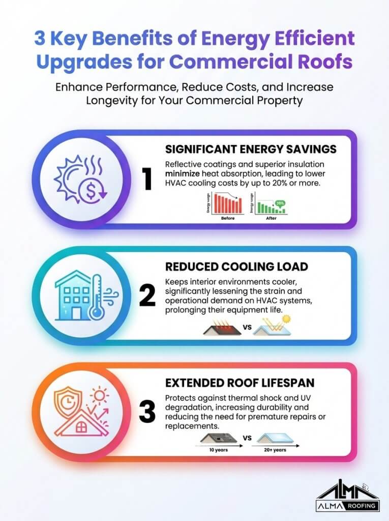 benefits of energy efficient commercial roof upgrades infographic